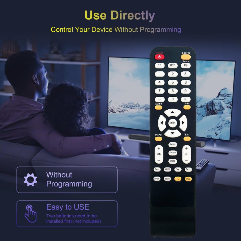 AULCMEET Remote Replacement for UPSTAR TV P250WT P32ETW P32EDT P22EWT P24ES8 P24EWT P26EWT P32EA1 P32EA8 P32EE7 P32ES8 P32ETW P32EWX6 P32EWX P32EWY P39EWX P40EA8 UE1911 UE2220 P40EWX - Image 5
